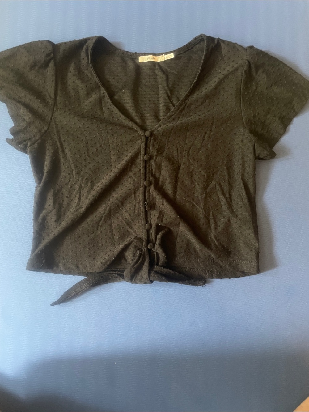 Mimi Maternity Olive Green Tie-Front Crop Top